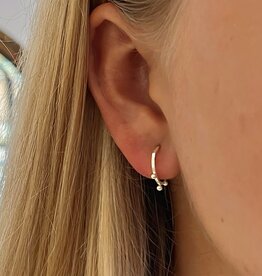 White Gold Evelyn Tri Beaded Hoop Earrings