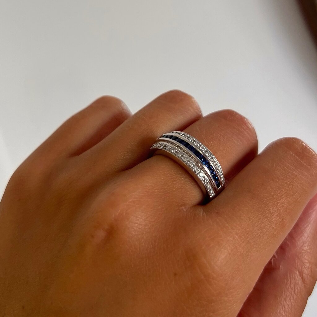 OCEANIA White Gold Marina Sapphire and Diamond Ring 0.96ct