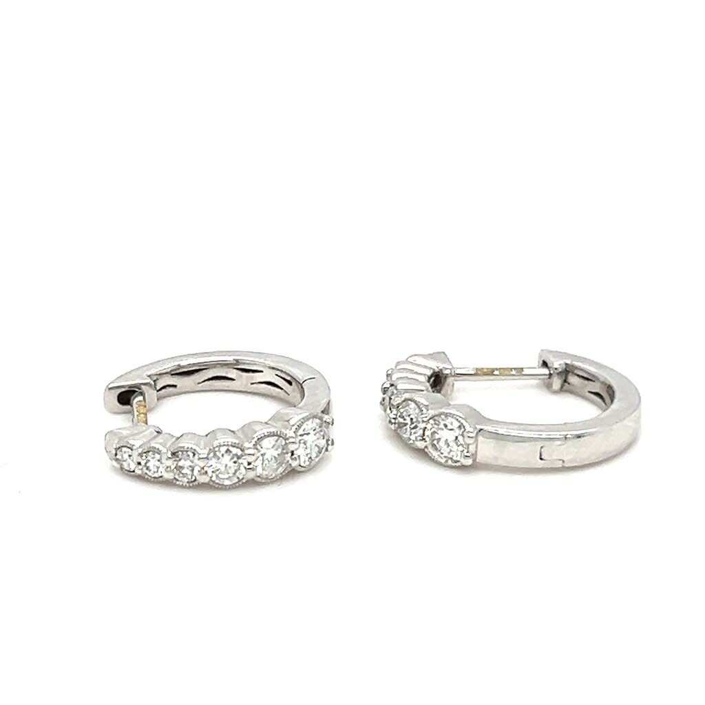 GATSBY White Gold Diamond Graduated Drop Hoops