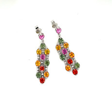 OCEANIA White Gold Chandelier Sapphire Drop Earrings