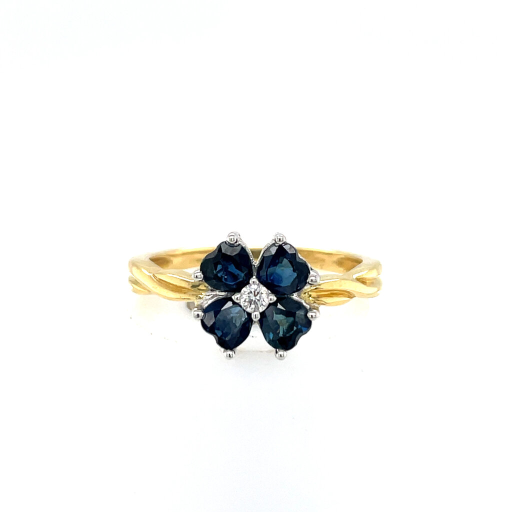 OCEANIA Gold Blue Sapphire Flower Felicia Ring
