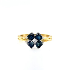 OCEANIA Gold Blue Sapphire Flower Felicia Ring
