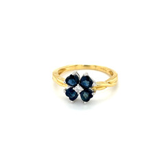 OCEANIA Gold Blue Sapphire Flower Felicia Ring