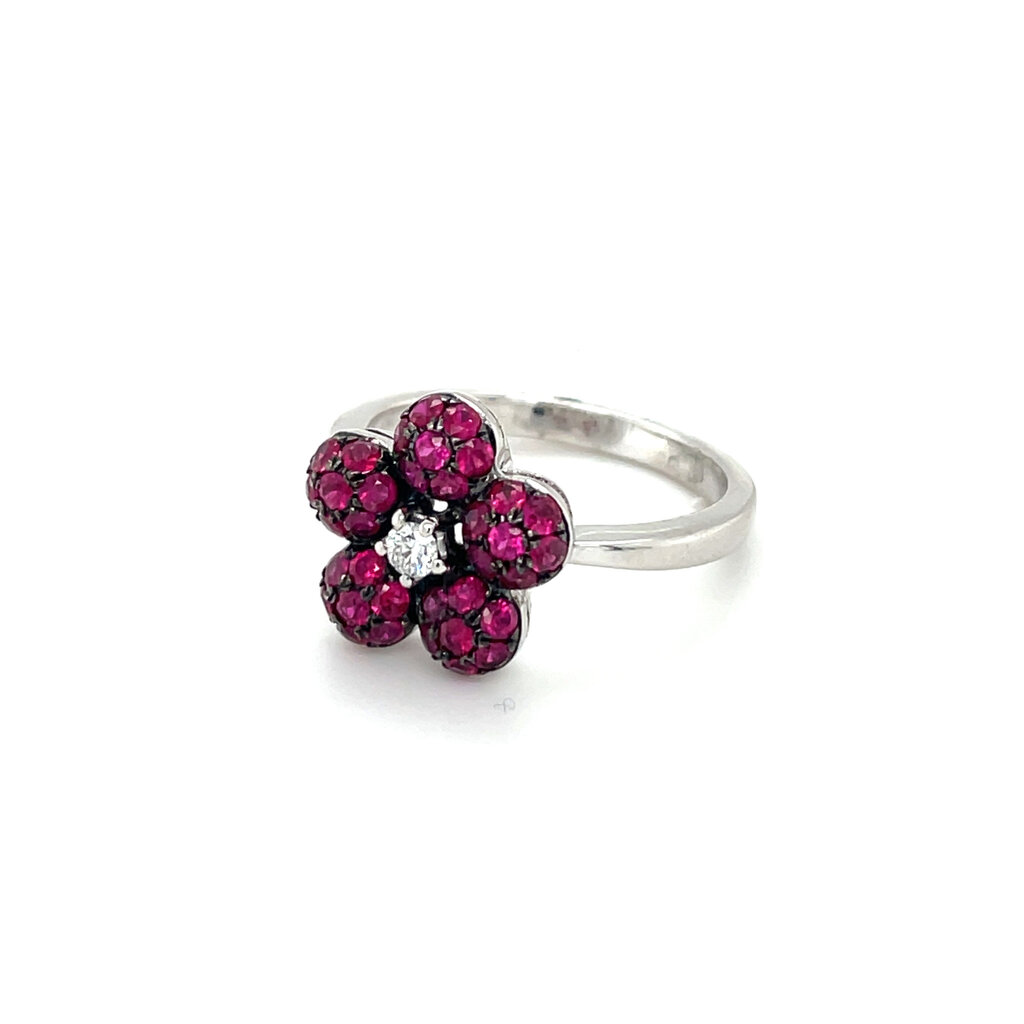 OCEANIA White Gold Ruby Posey Cluster Ring