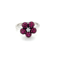 OCEANIA White Gold Ruby Posey Cluster Ring