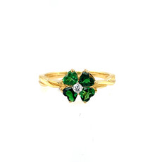 OCEANIA Gold Green Garnet Flower Felicia Ring