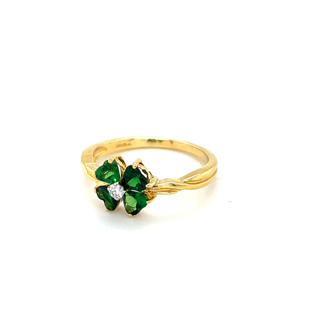 OCEANIA Gold Green Garnet Flower Felicia Ring
