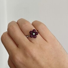 OCEANIA White Gold Ruby Posey Cluster Ring
