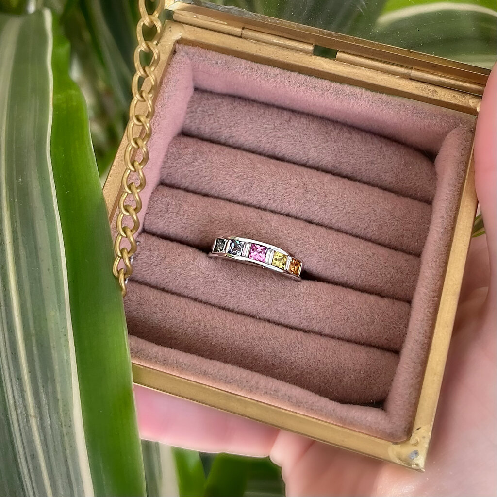 OCEANIA White Gold Princess Cut Sapphire and Diamond Mia Ring