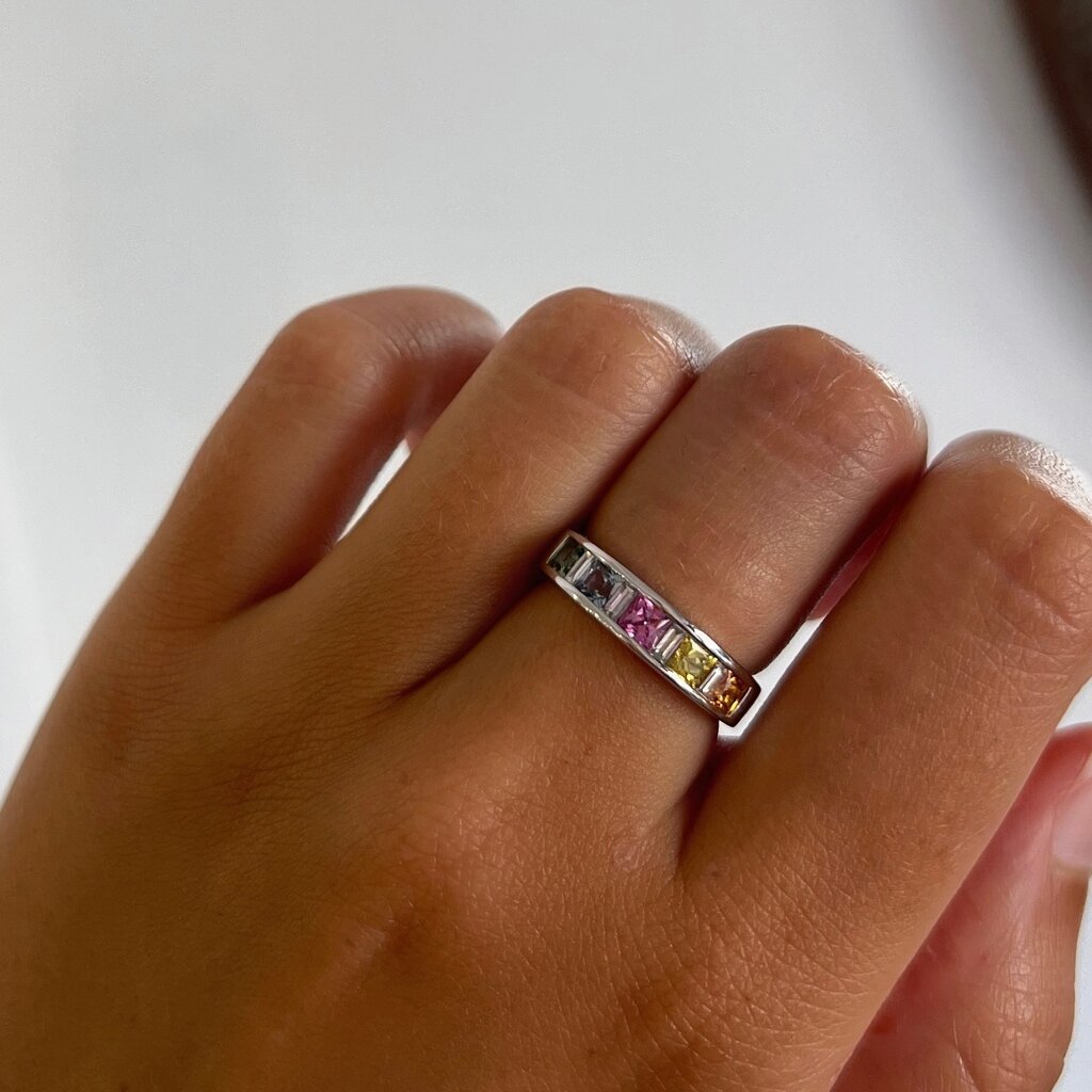 OCEANIA White Gold Princess Cut Sapphire and Diamond Mia Ring