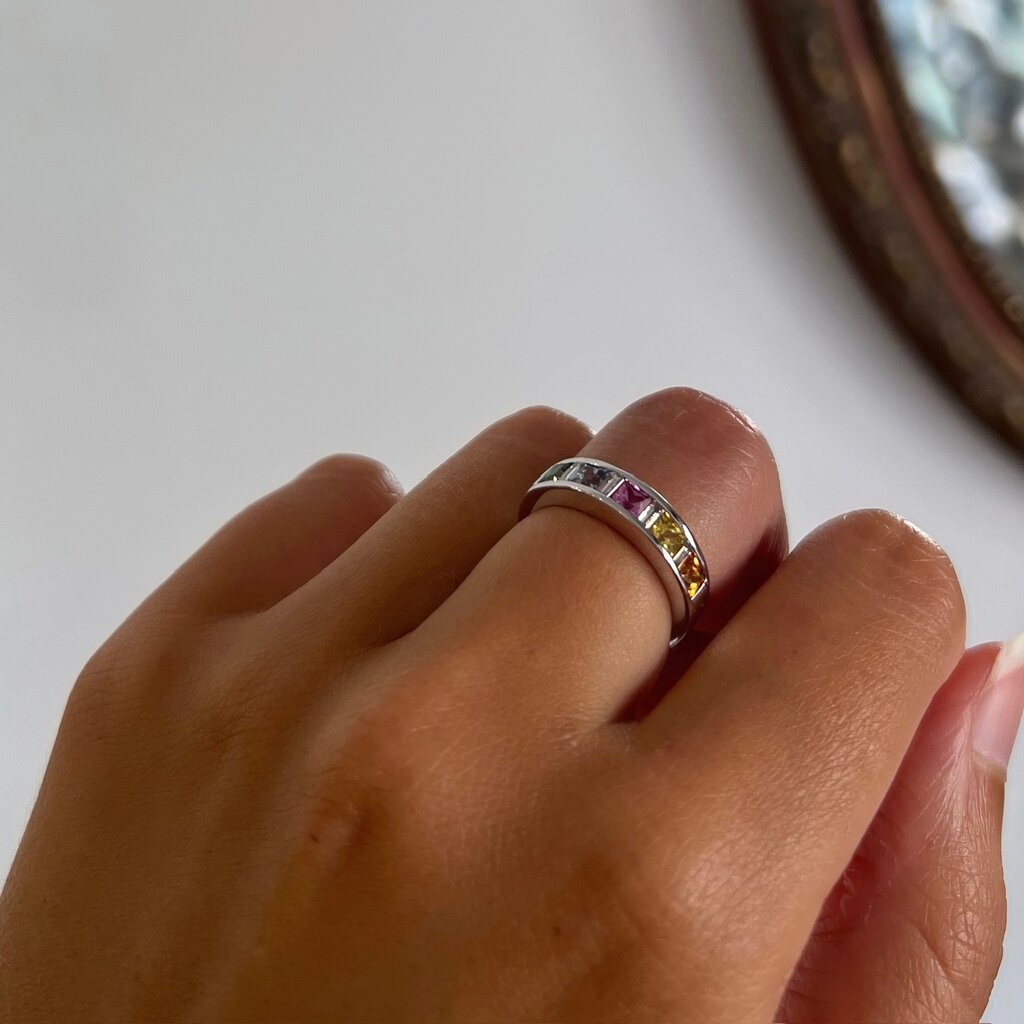 OCEANIA White Gold Princess Cut Sapphire and Diamond Mia Ring