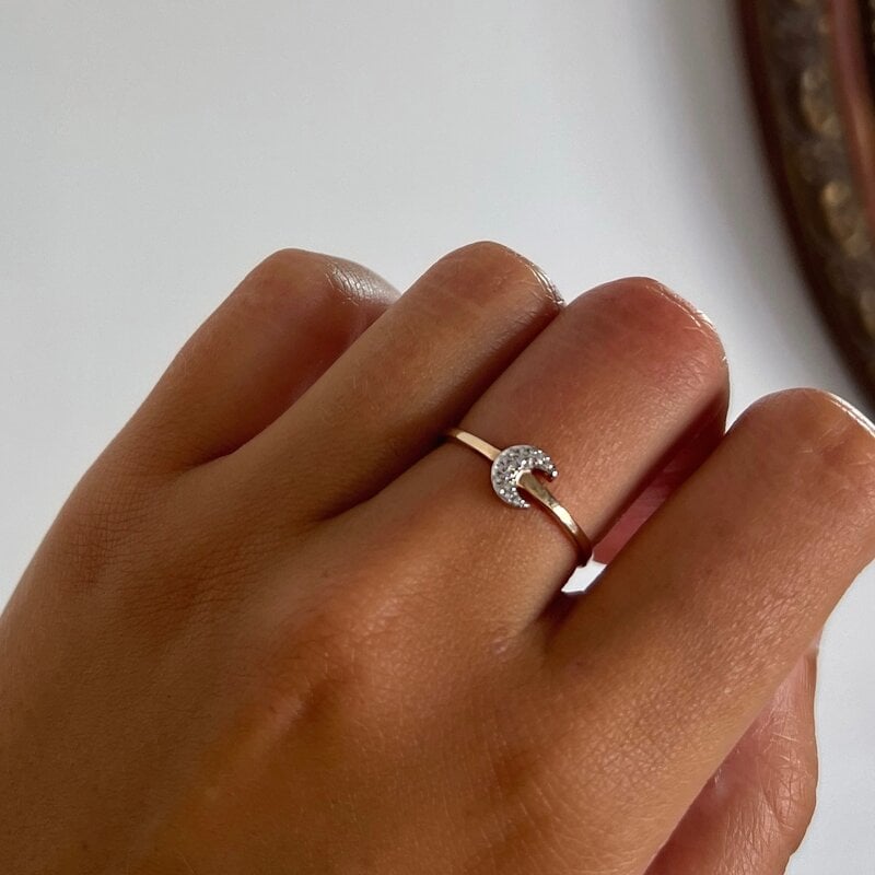 BLOSSOM Gold Frankie Diamond Moon Ring