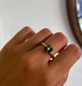 OCEANIA Gold Green Garnet Flower Felicia Ring