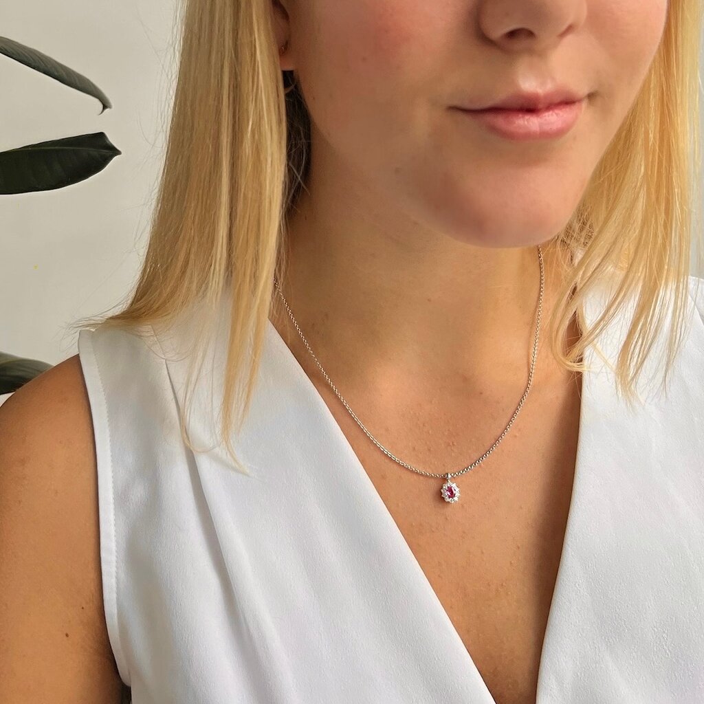 OCEANIA White Gold Pink Sapphire and Diamond Lyra Necklace