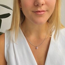 OCEANIA White Gold Pink Sapphire and Diamond Lyra Necklace