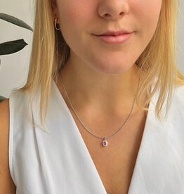 OCEANIA White Gold Pink Sapphire and Diamond Lyra Necklace