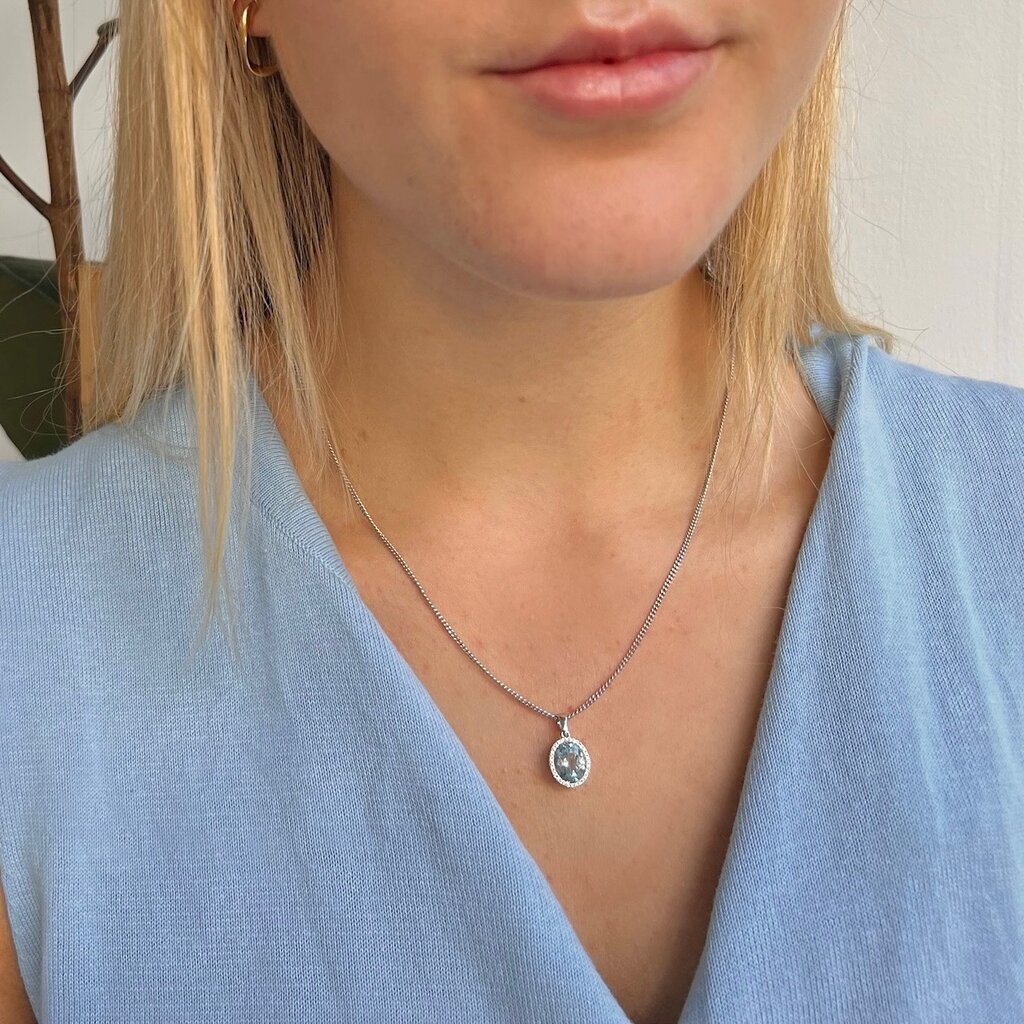 OCEANIA White Gold Aquamarine and Diamond Lynette Necklace