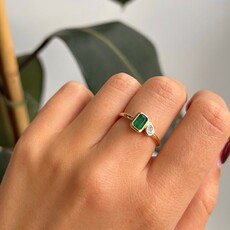 OCEANIA Gold Emerald and Diamond Tabitha Ring
