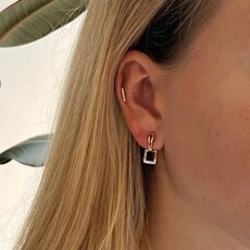 Gold Daisy Diamond Geo Drop Hoops