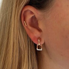 Gold Daisy Diamond Geo Drop Hoops