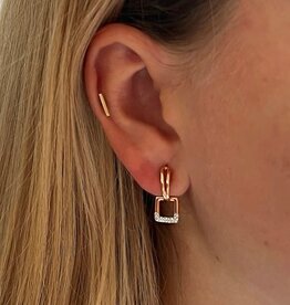 Gold Daisy Diamond Geo Drop Hoops