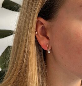 Gold Daisy Diamond Drop Huggie Earrings