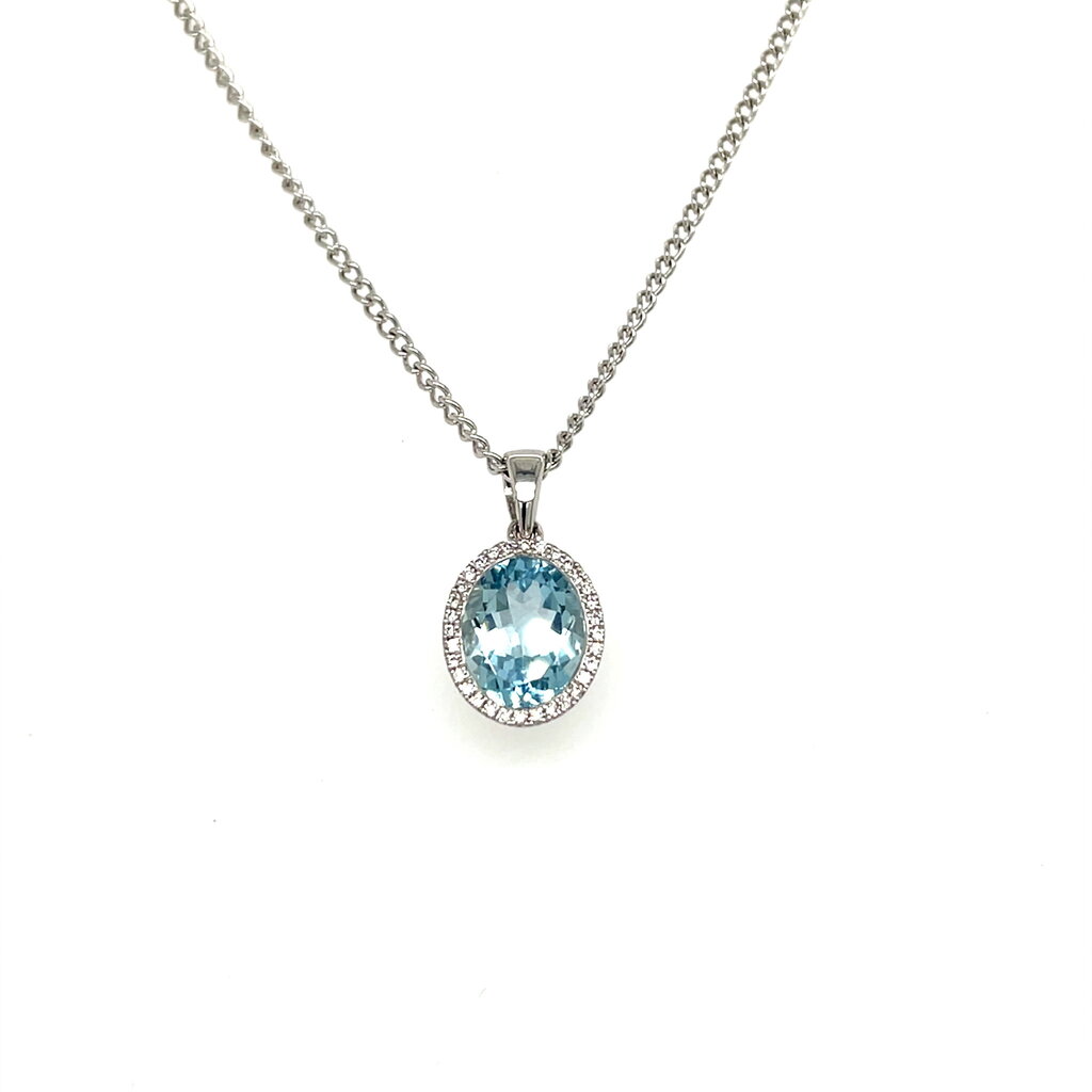 OCEANIA White Gold Aquamarine and Diamond Lynette Necklace