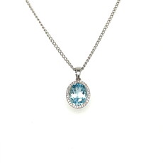 OCEANIA White Gold Aquamarine and Diamond Lynette Necklace