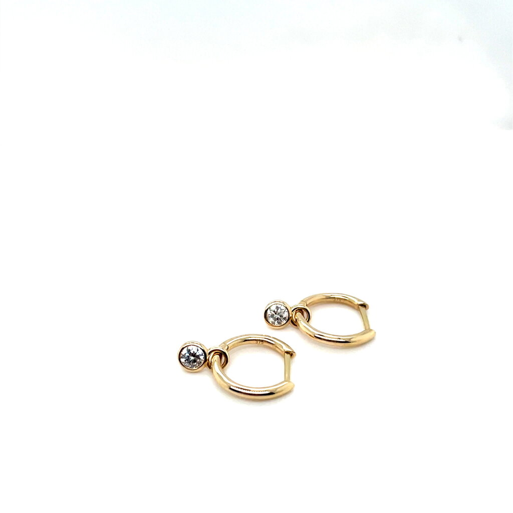 Gold Daisy Diamond Drop Huggie Earrings
