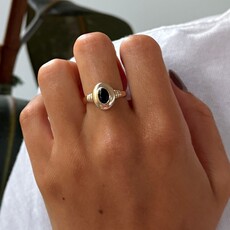 Gold Teal Tourmaline Eva Ring