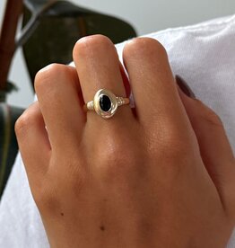 Gold Teal Tourmaline Eva Ring