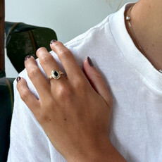 Gold Teal Tourmaline Eva Ring