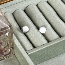 White Gold Button Earrings