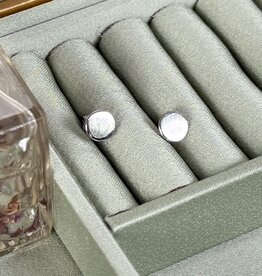 White Gold Button Earrings