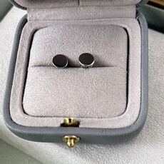 White Gold Button Earrings
