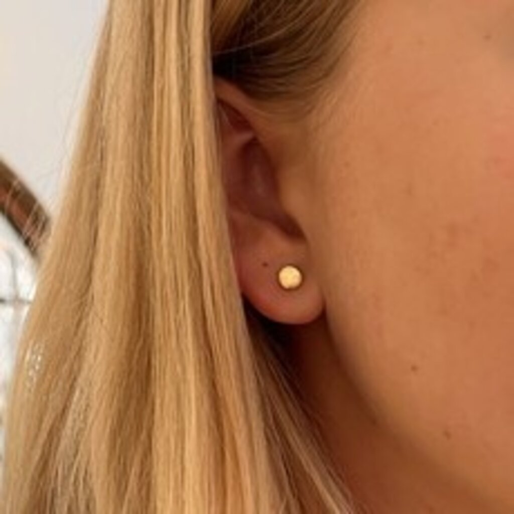 Gold Petite Button Earrings