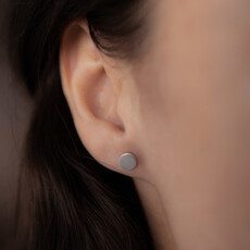 White Gold Button Earrings