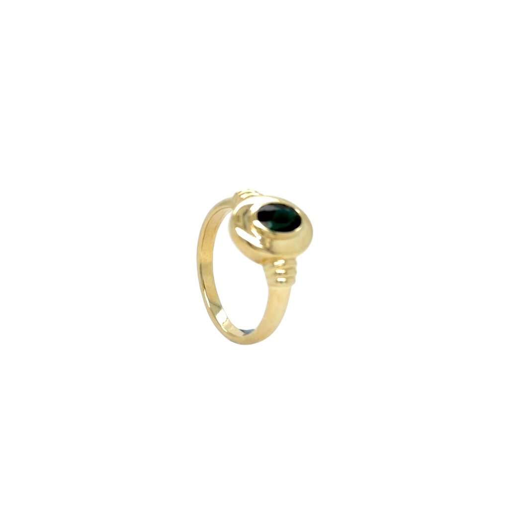 Gold Teal Tourmaline Eva Ring