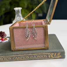 Silver Feather Drop Earrings