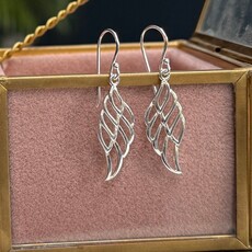 Silver Feather Drop Earrings