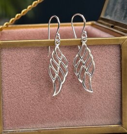 Silver Feather Drop Earrings