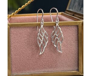 Feather sterling silver drop earrings 925 x 1 pair feathers drops
