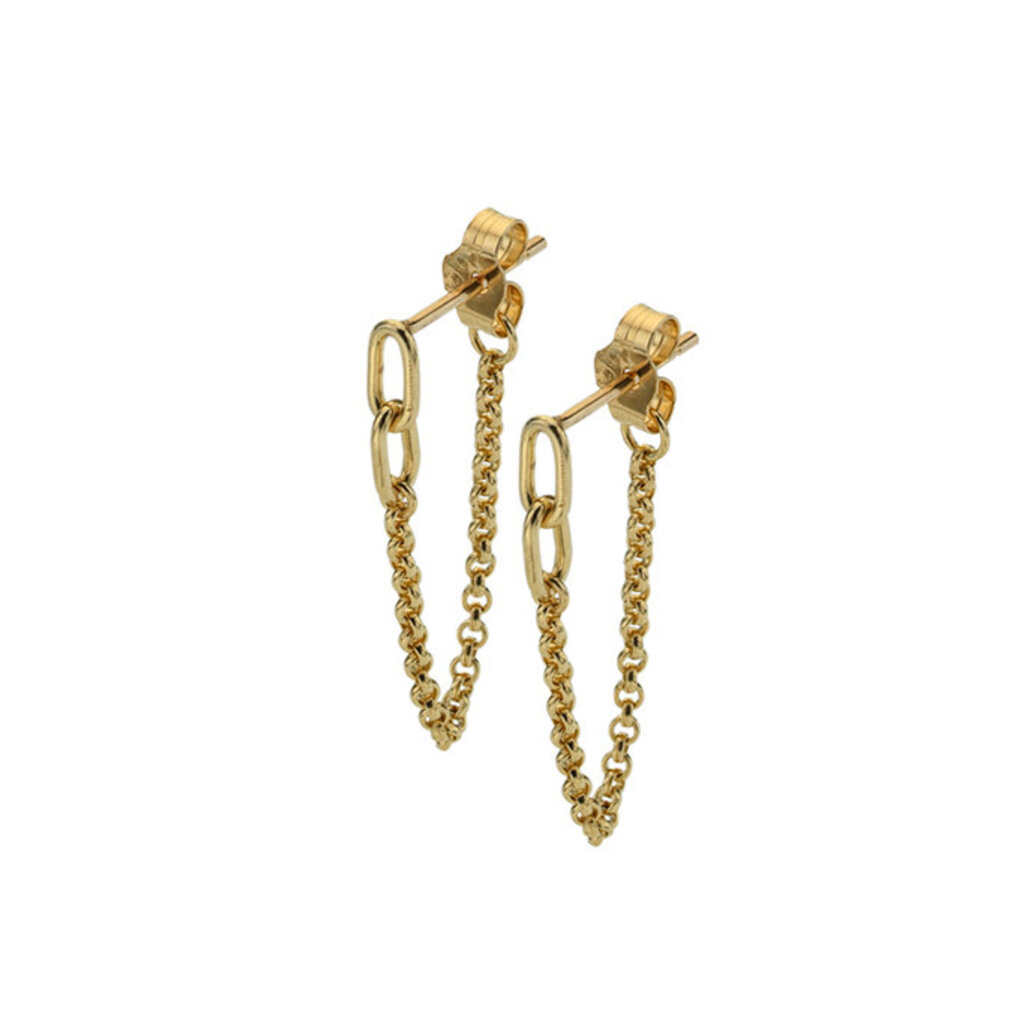 BOHO Gold Oval Loop Chain Drop Earrings