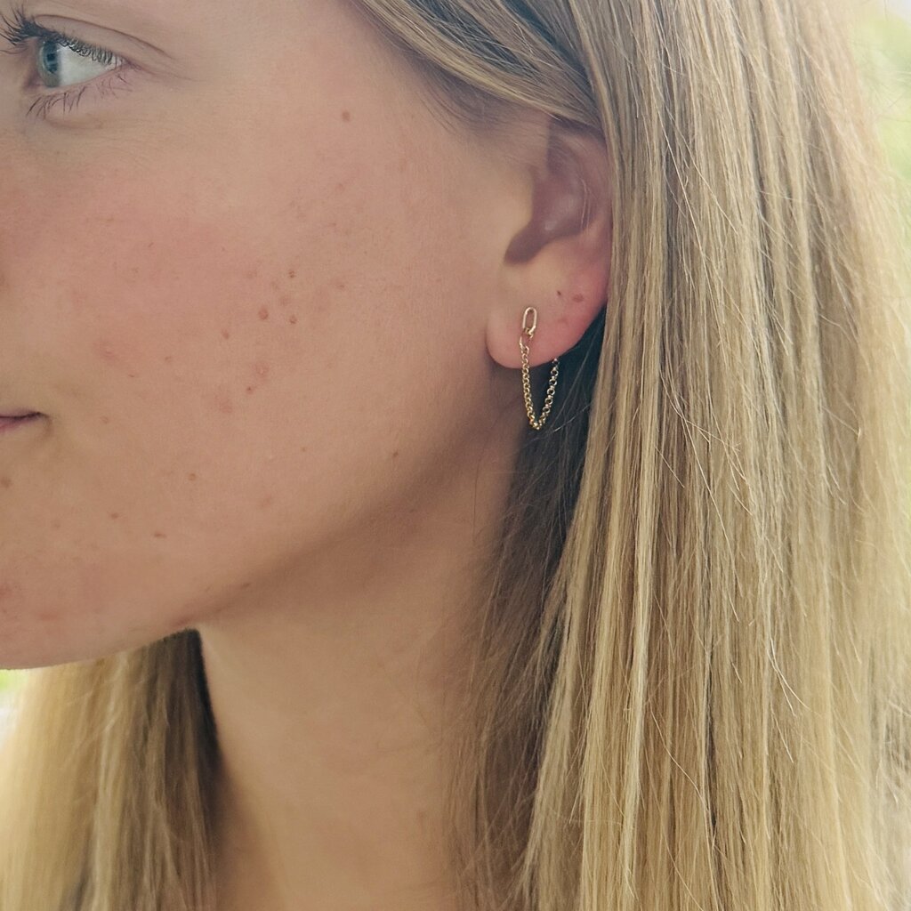 BOHO Gold Oval Loop Chain Drop Earrings