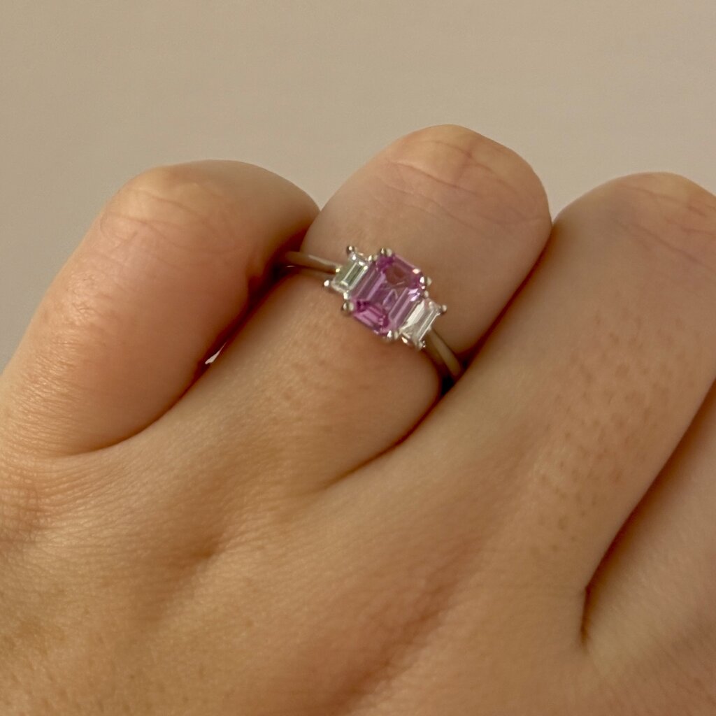 Platinum Pink Sapphire and Diamond Elsie Ring