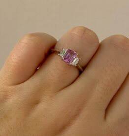 Platinum Pink Sapphire and Diamond Elsie Ring
