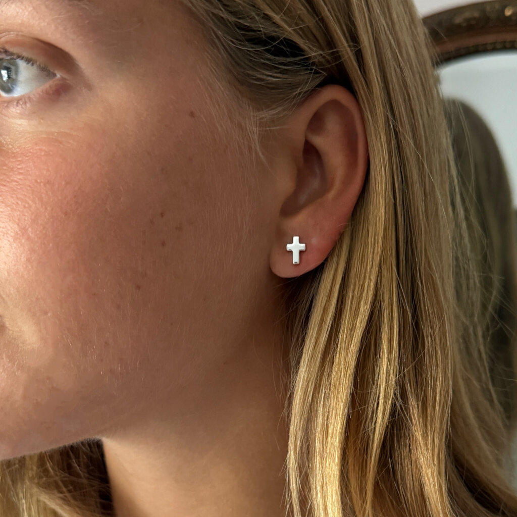 DAISY Silver Petite Cross Earrings