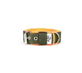 MAG MAG halsband met fleece legergroen/neon oranje MAG MAG halsband met fleece legergroen/neon oranje