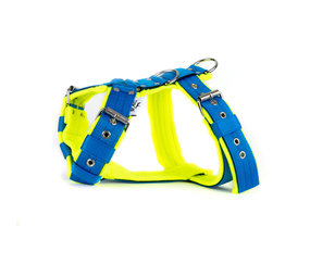 MAG MAG hondentuig met fleece blauw/neon geel MAG MAG hondentuig met fleece blauw/neon geel