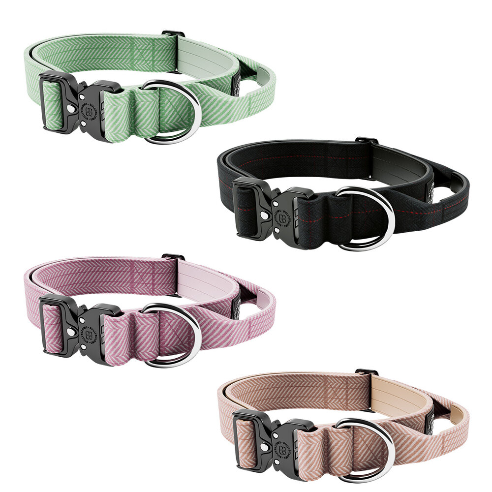 BullyBillows BullyBillows 4CM Combat Halsband with handle Tweed Collectie